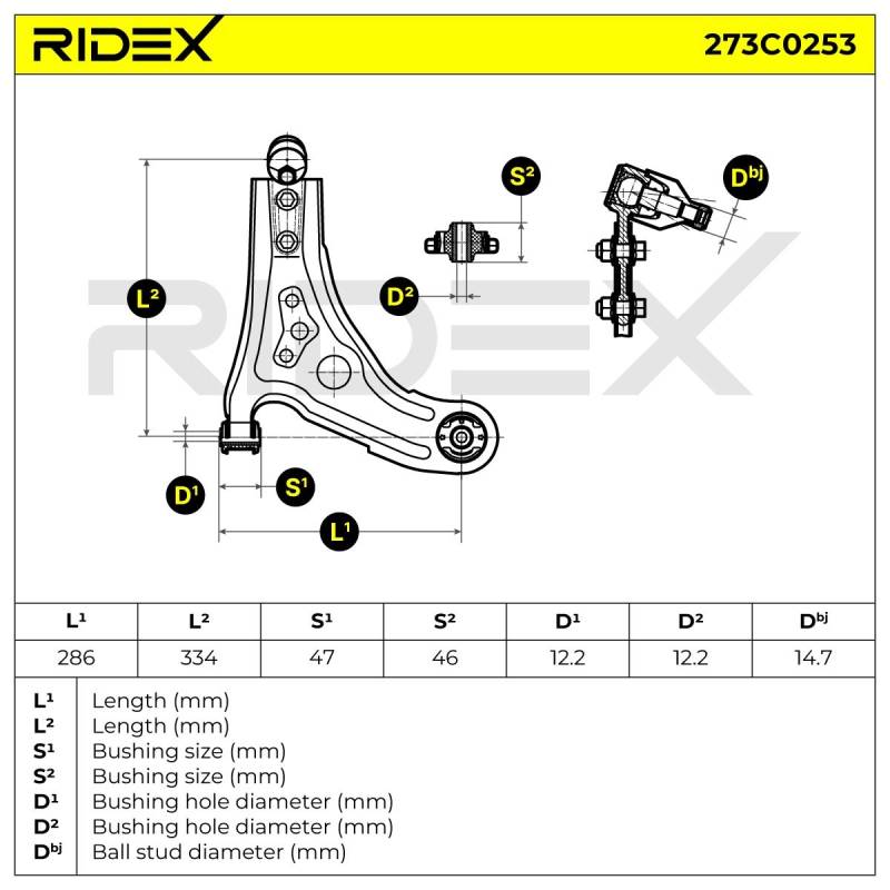 RIDEX Querlenker CHEVROLET,DAEWOO 273C0253 95479765,96535082,96535082D Lenker, Radaufhängung,Dreieckslenker,Achslenker 96815894,96815894D,96870466 von RIDEX