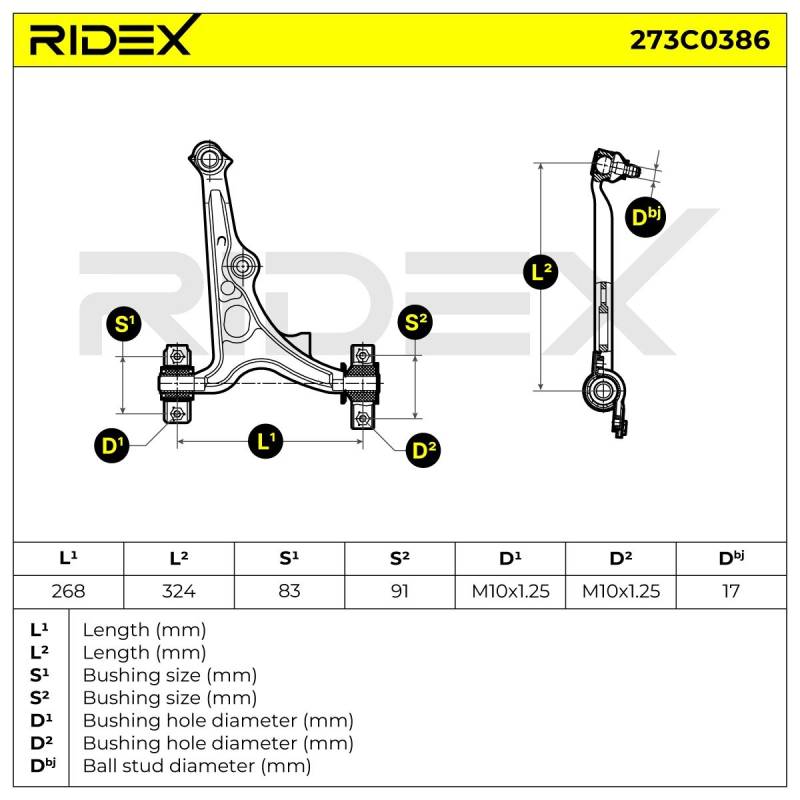 RIDEX Querlenker FIAT,ALFA ROMEO,LANCIA 273C0386 46474556,46474557,60593622 Lenker, Radaufhängung,Dreieckslenker,Achslenker 60812797,60813043,46456050 von RIDEX