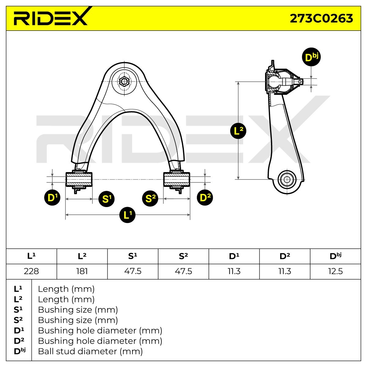 RIDEX Querlenker HONDA 273C0263 51460S04003,51460S04010,51460S04013 Lenker, Radaufhängung,Dreieckslenker,Achslenker 51460S04023,0029904554,A0029904554 von RIDEX