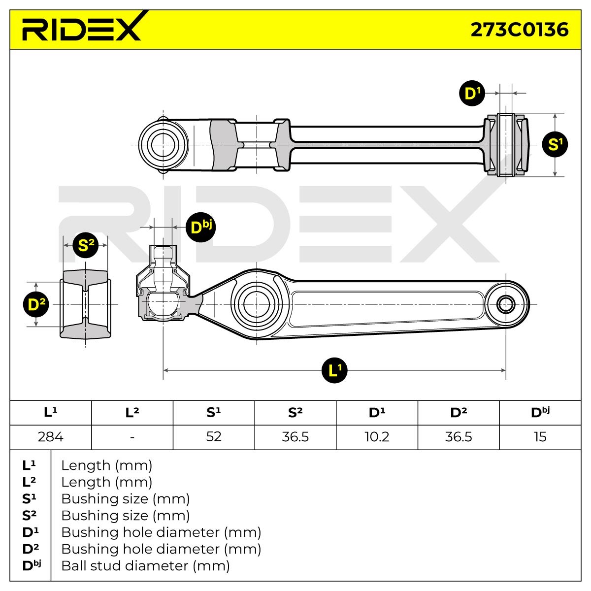 RIDEX Querlenker OPEL,SUZUKI,CHEVROLET 273C0136 4520075F21,96316765,4705172 Lenker, Radaufhängung,Dreieckslenker,Achslenker 4708233,9208987,9217259 von RIDEX