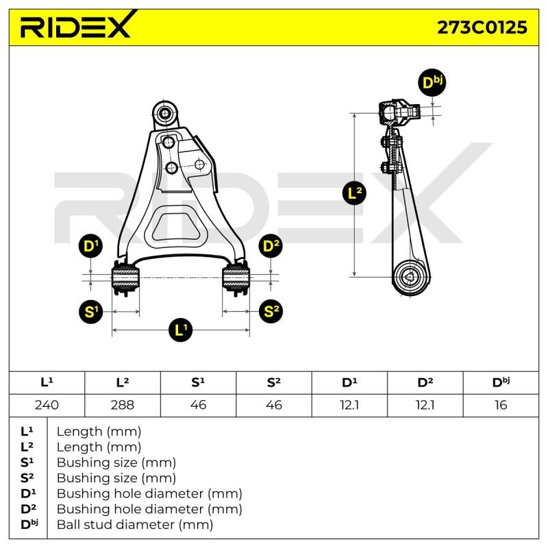 RIDEX Querlenker RENAULT,NISSAN 273C0125 7700313945,7700420033,5450000Q0M Lenker, Radaufhängung,Dreieckslenker,Achslenker 7700310810,7700425228 von RIDEX