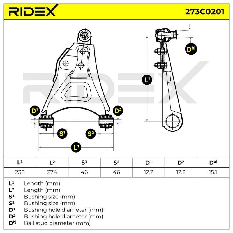 RIDEX Querlenker RENAULT 273C0201 7700794386 Lenker, Radaufhängung,Dreieckslenker,Achslenker von RIDEX