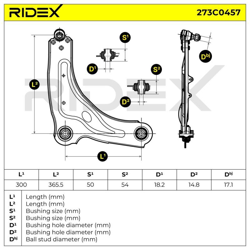 RIDEX Querlenker RENAULT 273C0457 5450200QAA,4418224,8200452716 Lenker, Radaufhängung,Dreieckslenker,Achslenker 8200565079,5450200Q0B,5450200Q0A von RIDEX