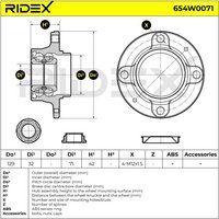 RIDEX Radlagersatz Hinterachse beidseitig 654W0071 Radlager,Radlager & Radlagersatz CITROËN,C5 II Break (RE_),C5 I (DC_),C5 II (RC_),C5 I Break (DE_) von RIDEX