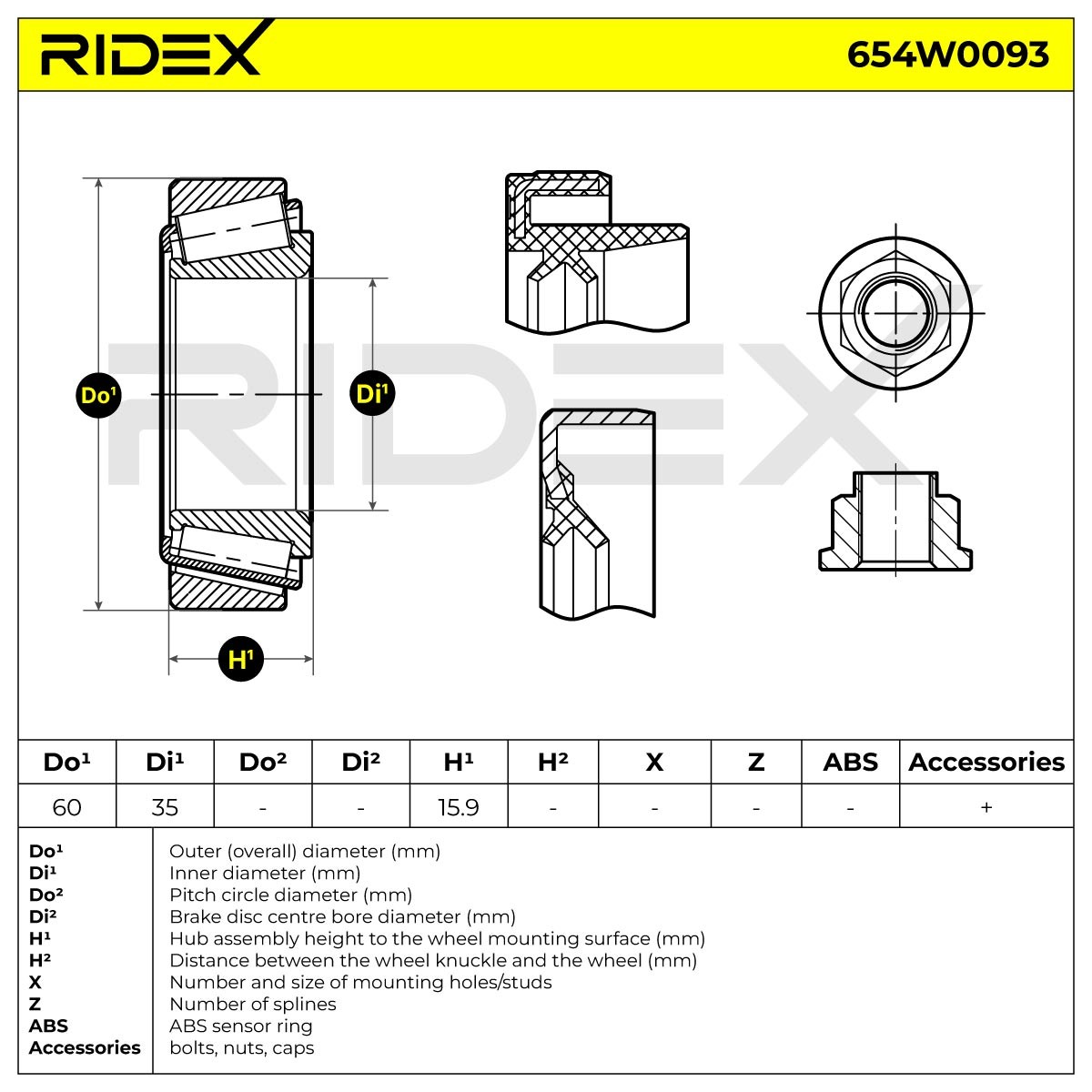 RIDEX Radlagersatz CHEVROLET,DAEWOO 654W0093 96316760,9036834083,96285525 Radlager,Radlager & Radlagersatz von RIDEX