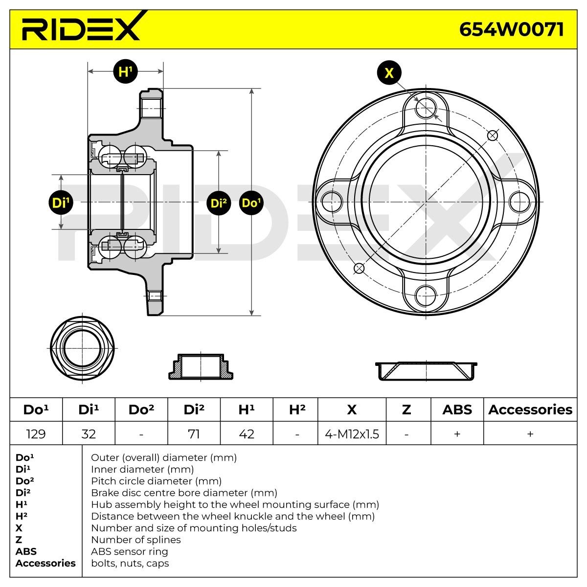 RIDEX Radlagersatz CITROËN 654W0071 374870 Radlager,Radlager & Radlagersatz von RIDEX