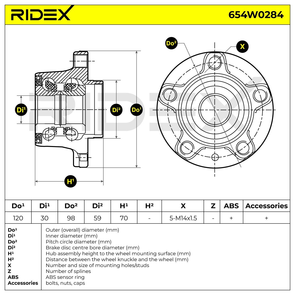 RIDEX Radlagersatz FIAT,PEUGEOT,CITROËN 654W0284 9403350718,335071 Radlager,Radlager & Radlagersatz von RIDEX