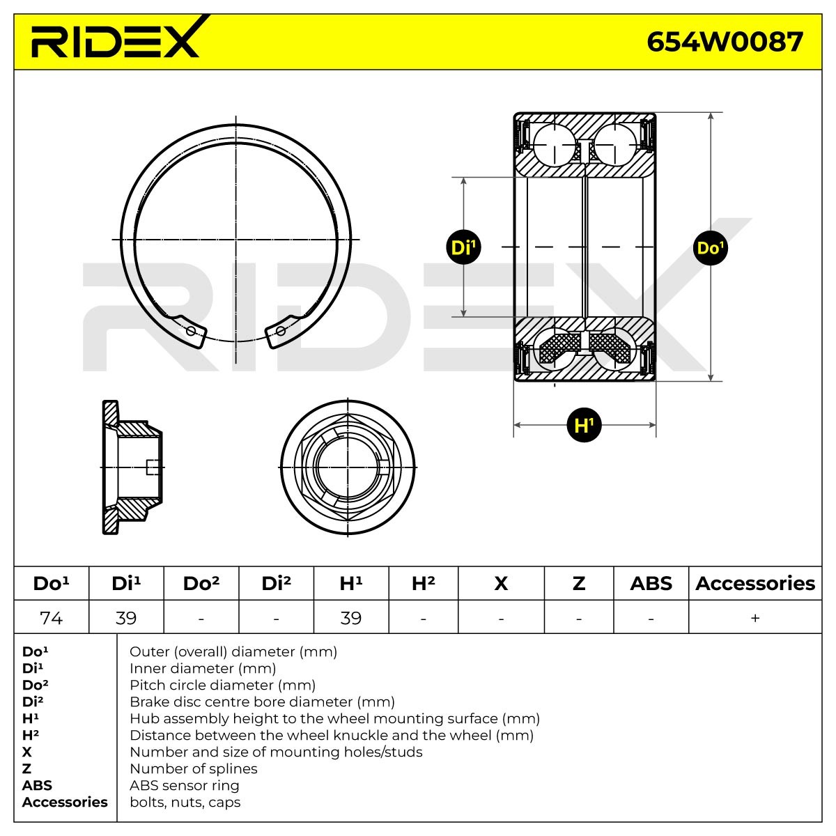 RIDEX Radlagersatz FORD 654W0087 1484269,2T141K018BA,2T141K018BB Radlager,Radlager & Radlagersatz 4366990,4410218,4410219,5127496 von RIDEX