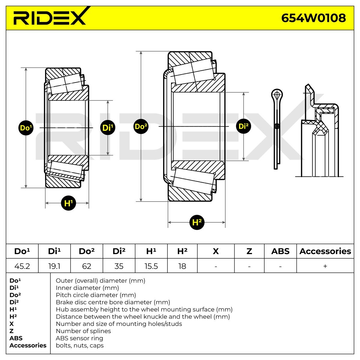 RIDEX Radlagersatz FORD 654W0108 1583567WB,5025899,6197791 Radlager,Radlager & Radlagersatz 6485024,6562504,1053115,1583567 von RIDEX