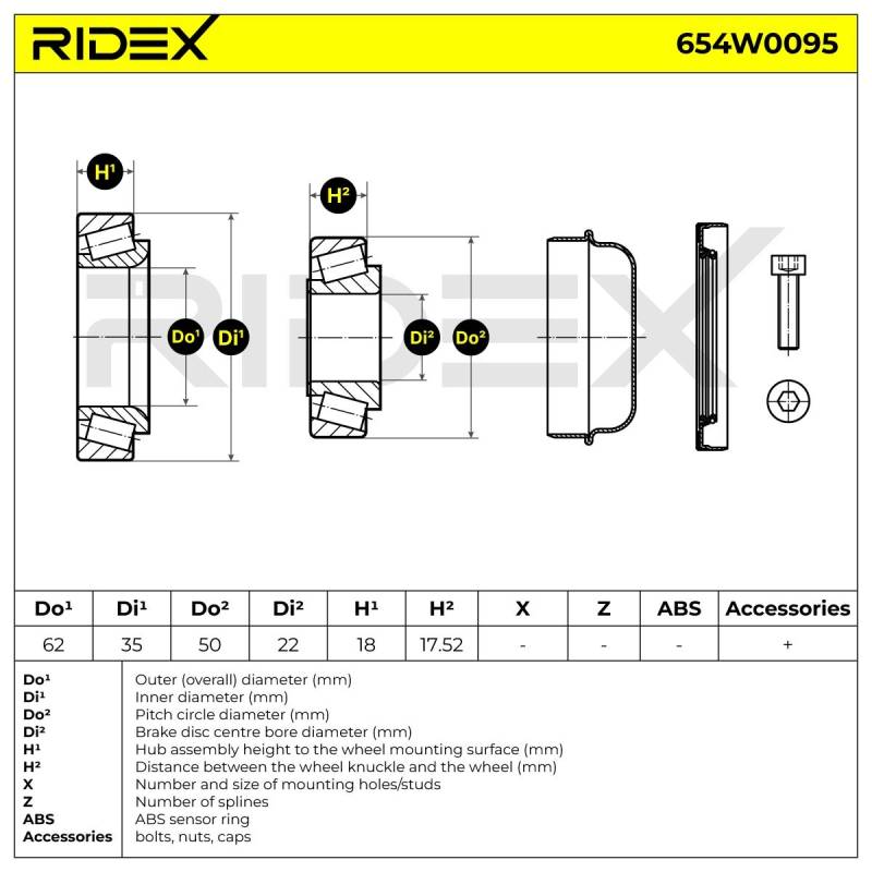 RIDEX Radlagersatz MERCEDES-BENZ 654W0095 0029803002,2033300051,A2033300051 Radlager,Radlager & Radlagersatz von RIDEX