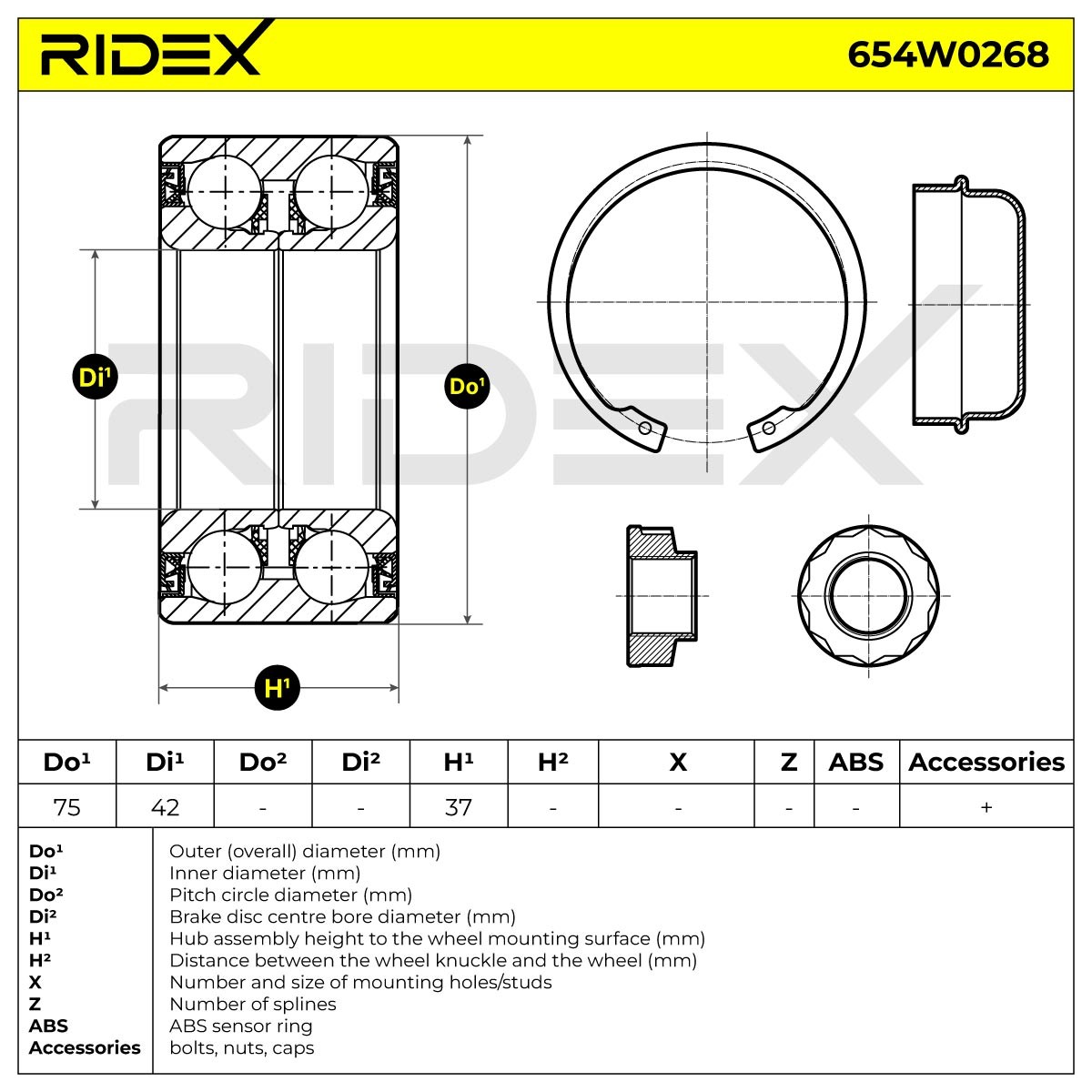 RIDEX Radlagersatz MERCEDES-BENZ 654W0268 1689810627,4149810127,A1689810627 Radlager,Radlager & Radlagersatz von RIDEX