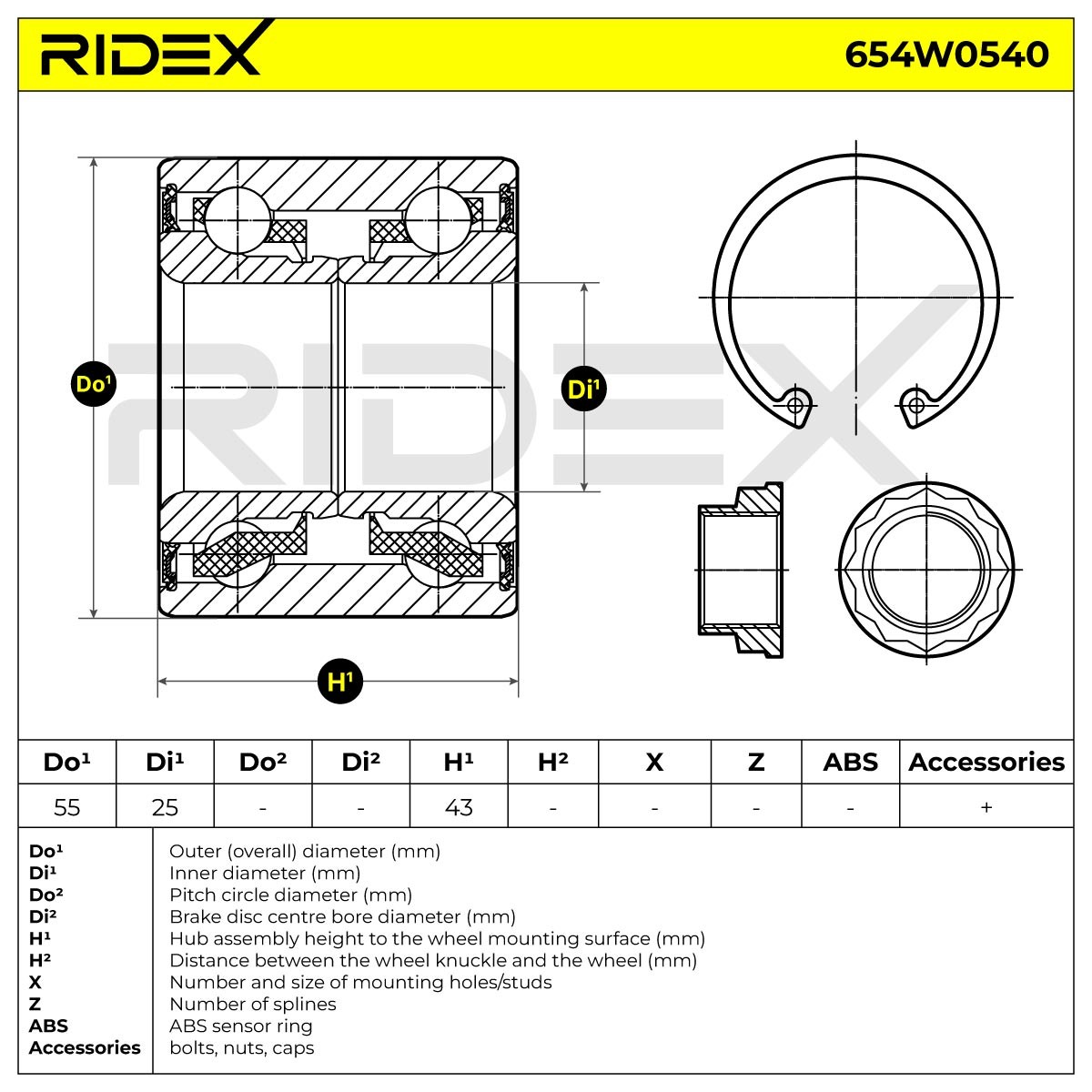 RIDEX Radlagersatz MERCEDES-BENZ 654W0540 1689810327,A1689810327,4321000QAD Radlager,Radlager & Radlagersatz von RIDEX