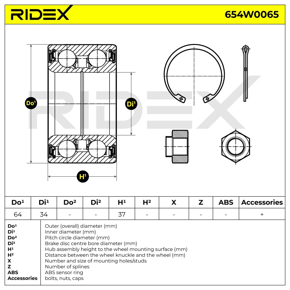 RIDEX Radlagersatz OPEL,CHEVROLET,DAEWOO 654W0065 90222850,90279332,90279331 Radlager,Radlager & Radlagersatz 1603192,90486458,171407625C,95983139 von RIDEX