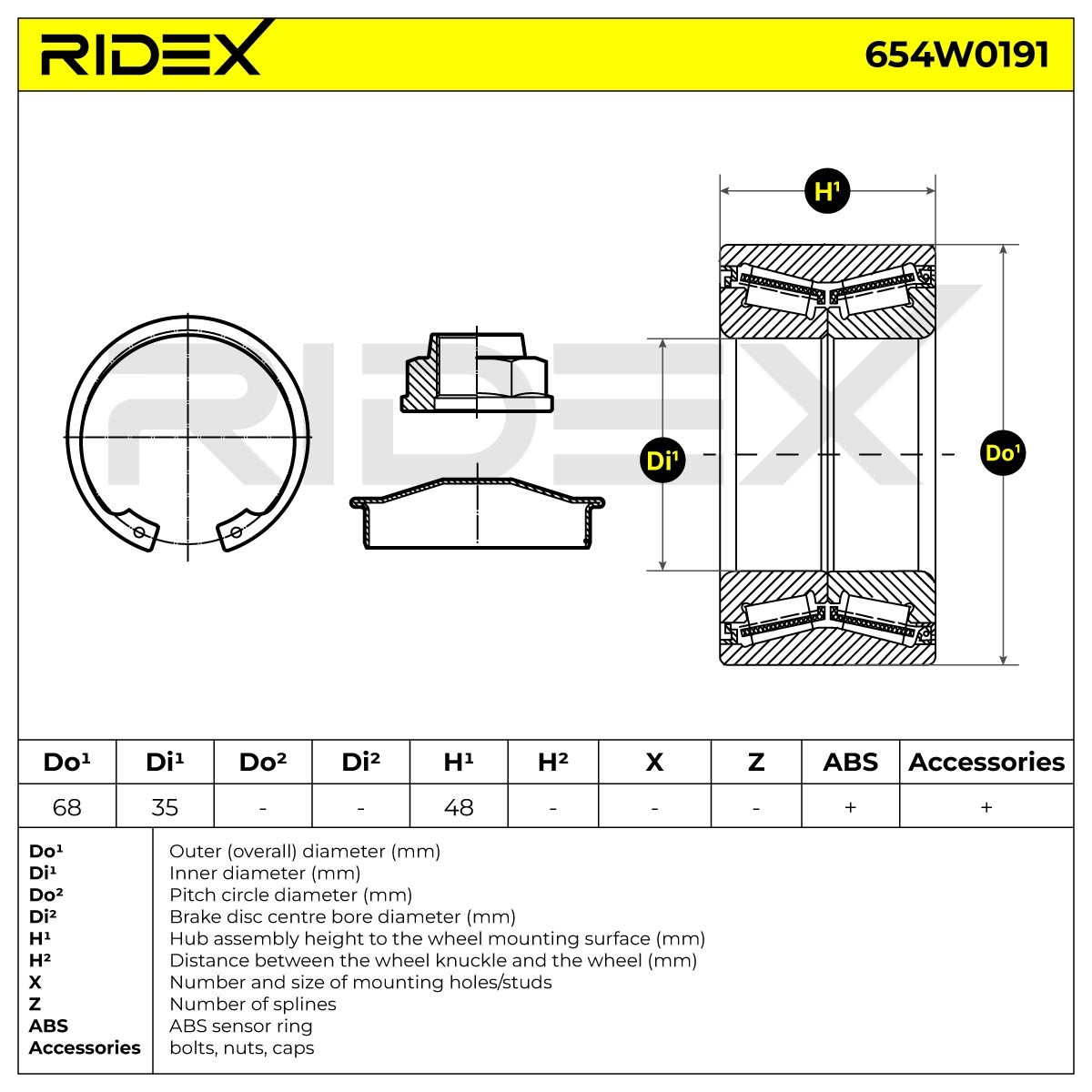 RIDEX Radlagersatz OPEL,RENAULT,FIAT 654W0191 4413736,4408276,4422288 Radlager,Radlager & Radlagersatz 93850649,95516956,4320600QAC,4403277,4414633 von RIDEX