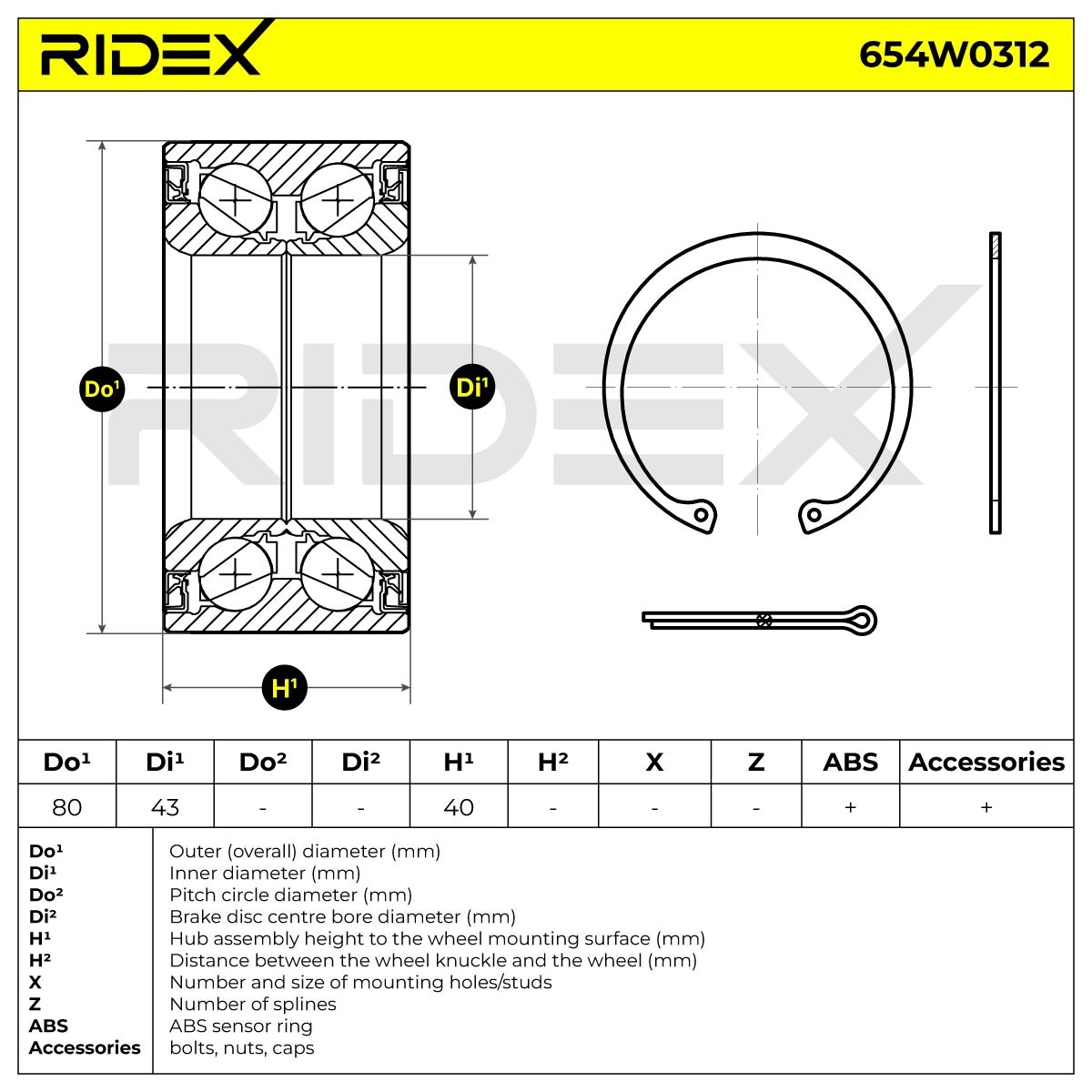 RIDEX Radlagersatz PEUGEOT,CITROËN,MITSUBISHI 654W0312 05105586AA,05105587AA,5105587 Radlager,Radlager & Radlagersatz 1610911880,1611500880,3885A017 von RIDEX