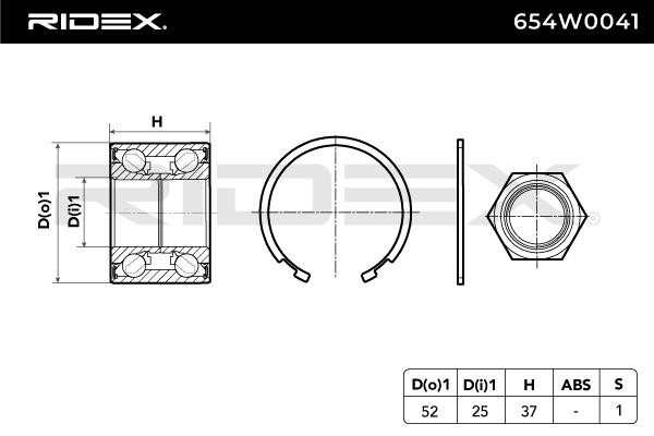 RIDEX Radlagersatz PEUGEOT,CITROËN 654W0041 374839,E268422,373021 Radlager,Radlager & Radlagersatz von RIDEX