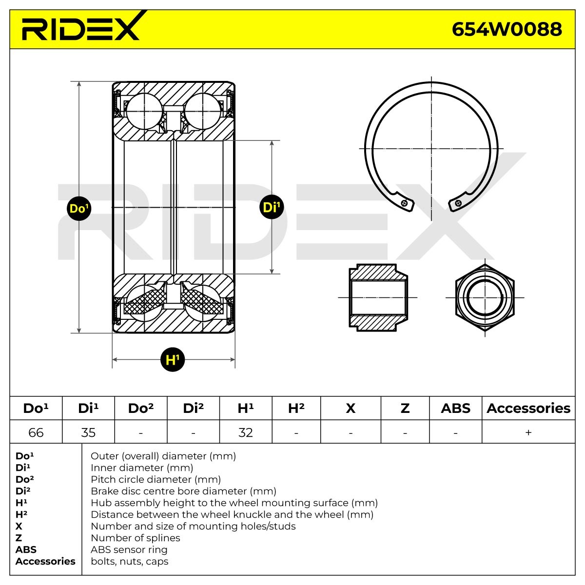 RIDEX Radlagersatz PEUGEOT,CITROËN 654W0088 335018,95603182 Radlager,Radlager & Radlagersatz von RIDEX