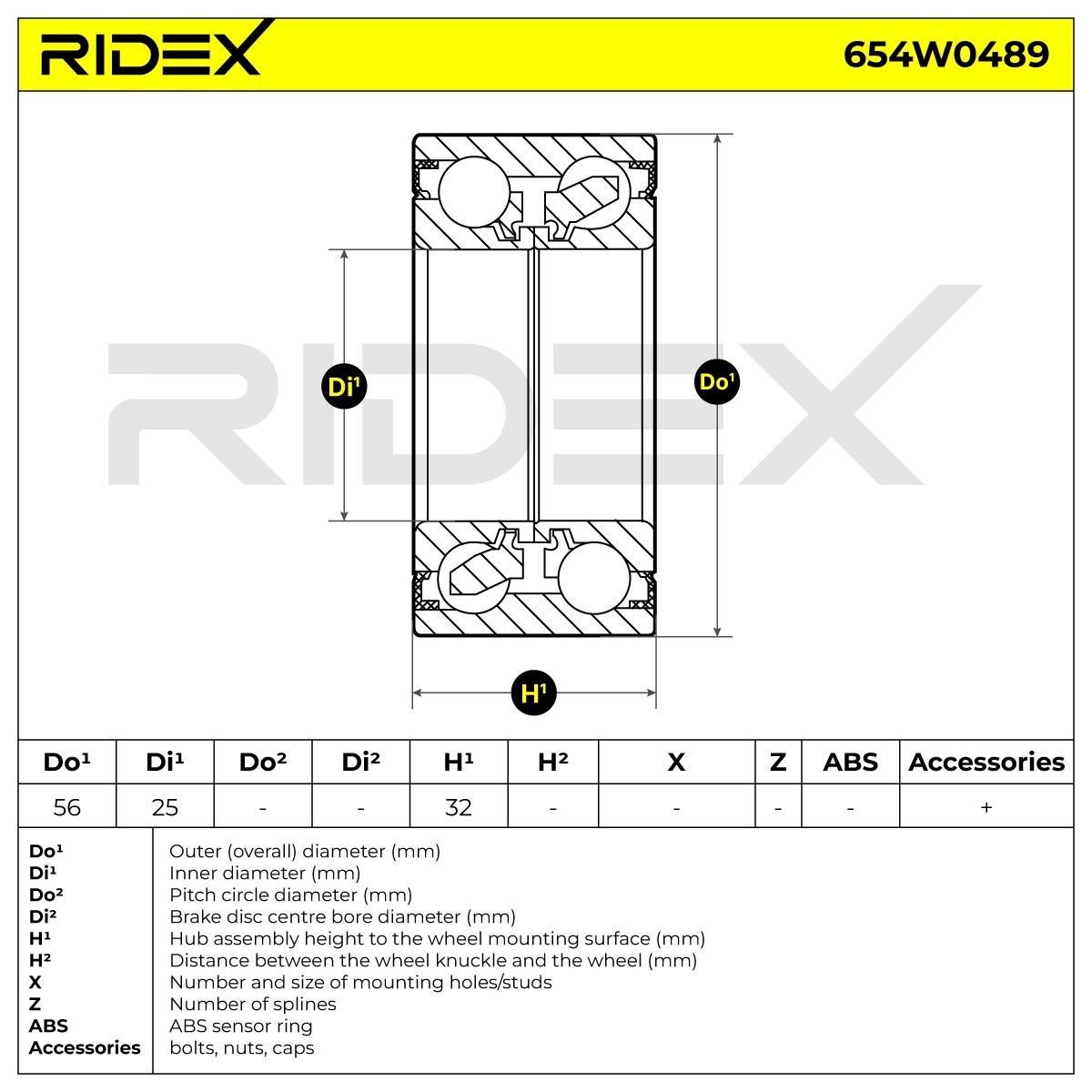 RIDEX Radlagersatz PEUGEOT,CITROËN 654W0489 335019,95654077,0000335019 Radlager,Radlager & Radlagersatz von RIDEX