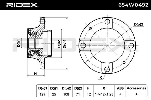 RIDEX Radlagersatz PEUGEOT,CITROËN 654W0492 374876,374879 Radlager,Radlager & Radlagersatz von RIDEX