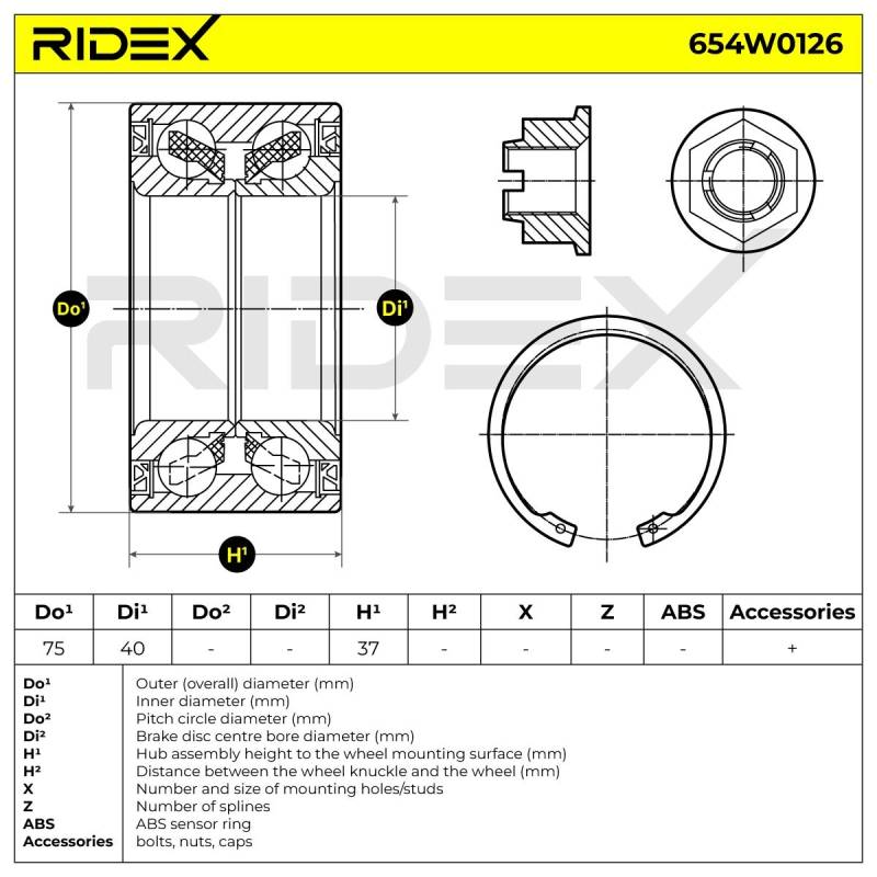 RIDEX Radlagersatz VOLVO 654W0126 30884539 Radlager,Radlager & Radlagersatz von RIDEX