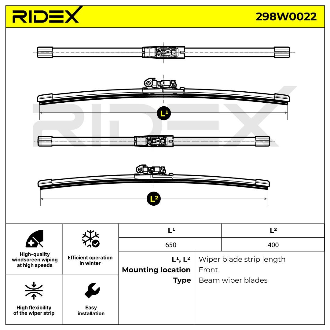 RIDEX Scheibenwischer BMW,OPEL,FORD 298W0022 642345,1537393,A3397007414 642344,642348,8521205100,1537389,1611349280,8522205070,642349,6423A9 von RIDEX