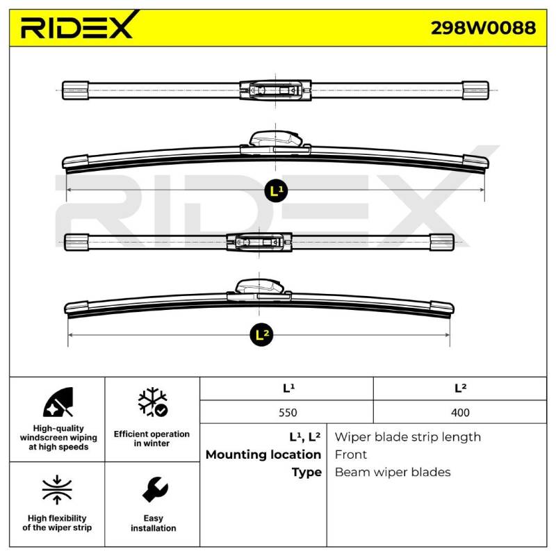 RIDEX Scheibenwischer OPEL,FORD,RENAULT 298W0088 von RIDEX