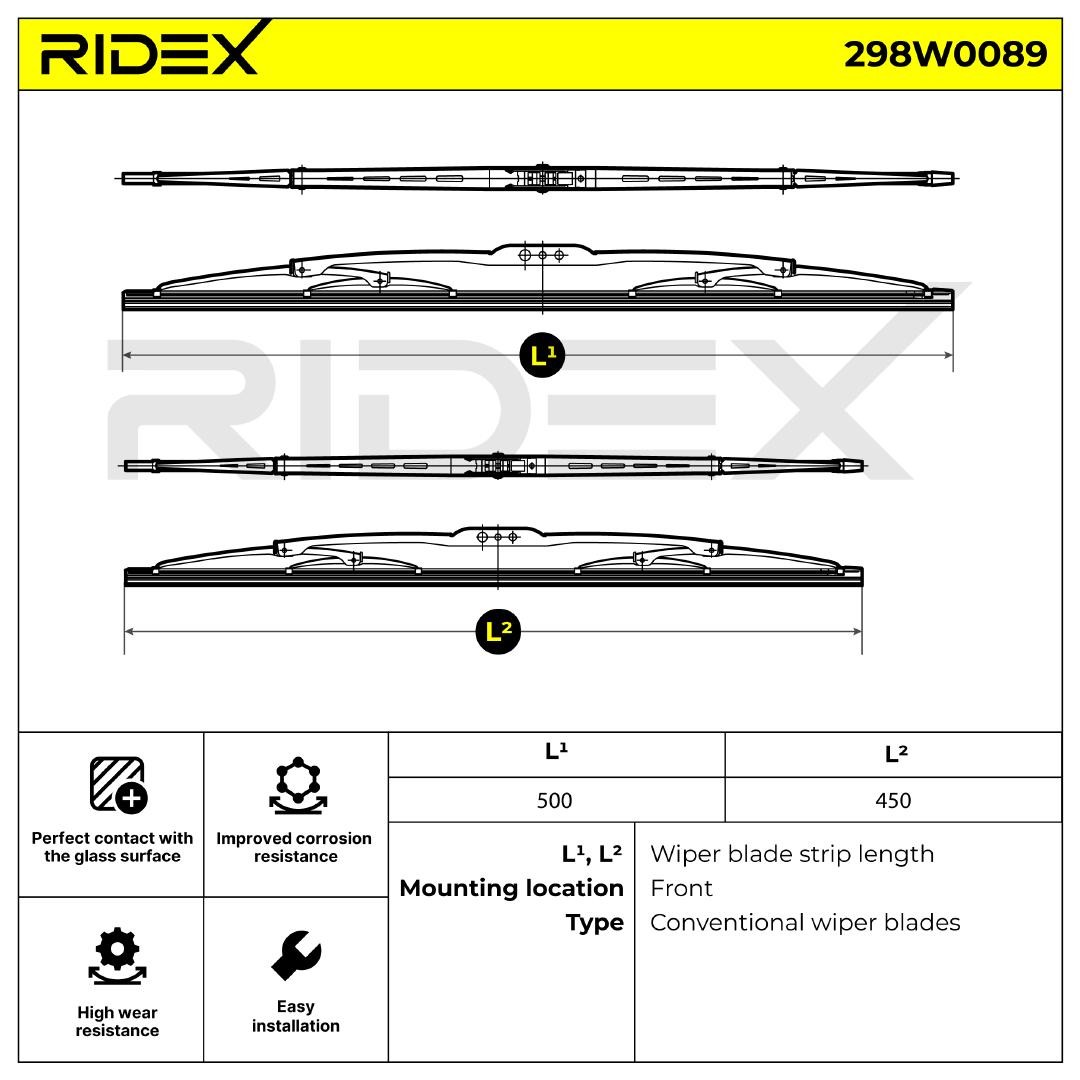 RIDEX Scheibenwischer OPEL,HYUNDAI,PEUGEOT 298W0089 6272269,8522202050 von RIDEX