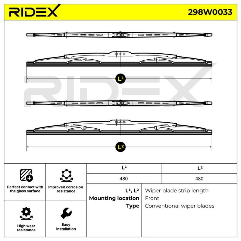 RIDEX Scheibenwischer VW,MERCEDES-BENZ,BMW 298W0033 28890Q9202,76620S10G01,76630SH2G02 MB683949,28890Q9000,28890Q9201 von RIDEX