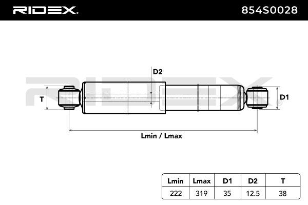 RIDEX Stoßdämpfer FIAT,ALFA ROMEO,LANCIA 854S0028 60624149,7690033,0000046477065 Federbein,Stossdämpfer 7615306,7648462,7651306,7788046,0060607640 von RIDEX