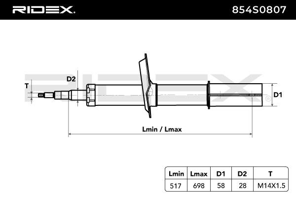 RIDEX Stoßdämpfer FIAT,PEUGEOT,CITROËN 854S0807 909382331,5202J2,1317924080 Federbein,Stossdämpfer 1334894080,5202HZ,5208P6,5202J5,5202JA,1307635080 von RIDEX