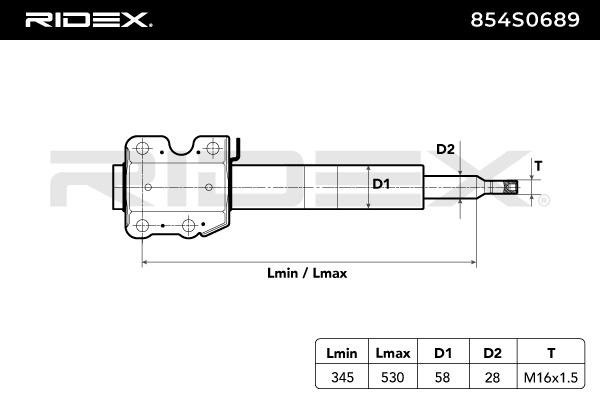 RIDEX Stoßdämpfer VW,MERCEDES-BENZ,AUDI 854S0689 2D0413029A,9043200830,9043201330 Federbein,Stossdämpfer 9043201430,9043201930,9043202330,9043202530 von RIDEX