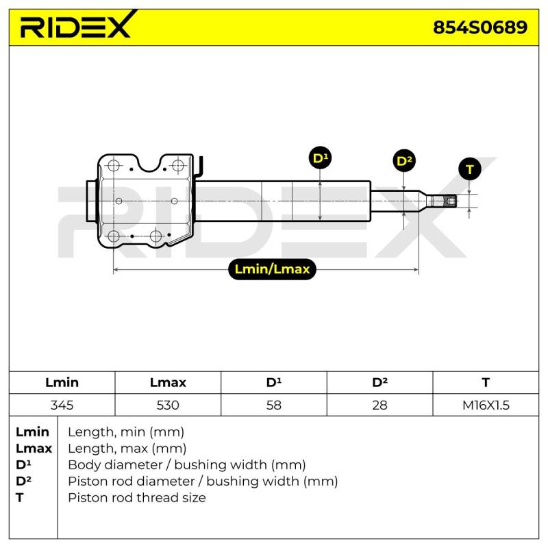 RIDEX Stoßdämpfer VW,MERCEDES-BENZ,AUDI 854S0689 9043201430,9043201830,9043201930 Federbein,Stossdämpfer 9043202530,A9043200830,A9043201630 von RIDEX