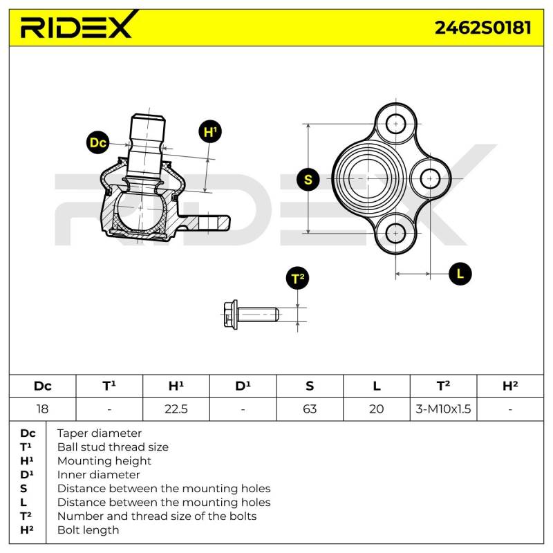 RIDEX Traggelenk PEUGEOT,CITROËN,DS 2462S0181 364056,364059,364061 364062,364065,1607298580,364066,1607298480 von RIDEX