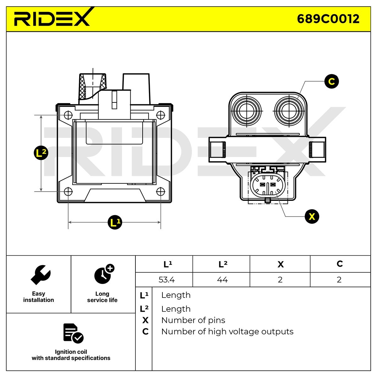 RIDEX Zündspule FIAT,ALFA ROMEO,LANCIA 689C0012 60809492,76226232,38040101B Einzelzündspule 16004528,0060809492,46790073,76262320,46548037,11200156719 von RIDEX