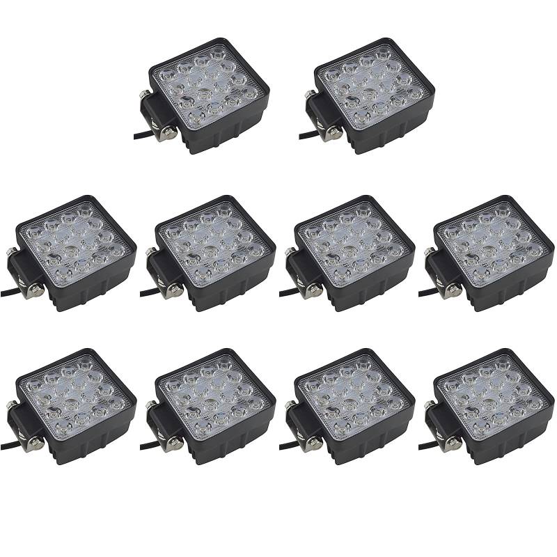 RIGIDON 10 Pcs Auto quad scheinwerfer, 4 Zoll 10cm 48W Spot Strahler offroad beleuchtung für SUV ATV, Traktor, LKW, 4x4, 6000K Weiß led nebelscheinwerfer, led arbeitsscheinwerfer, led arbeitslicht von RIGIDON