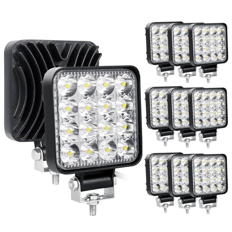 RIGIDON 10 Pcs Auto quad scheinwerfer, 3.3 Zoll mini 48W Spot Strahler offroad beleuchtung für SUV ATV Traktor LKW 4x4, 6000K Weiß led nebelscheinwerfer, led arbeitsscheinwerfer, led arbeitslicht von RIGIDON