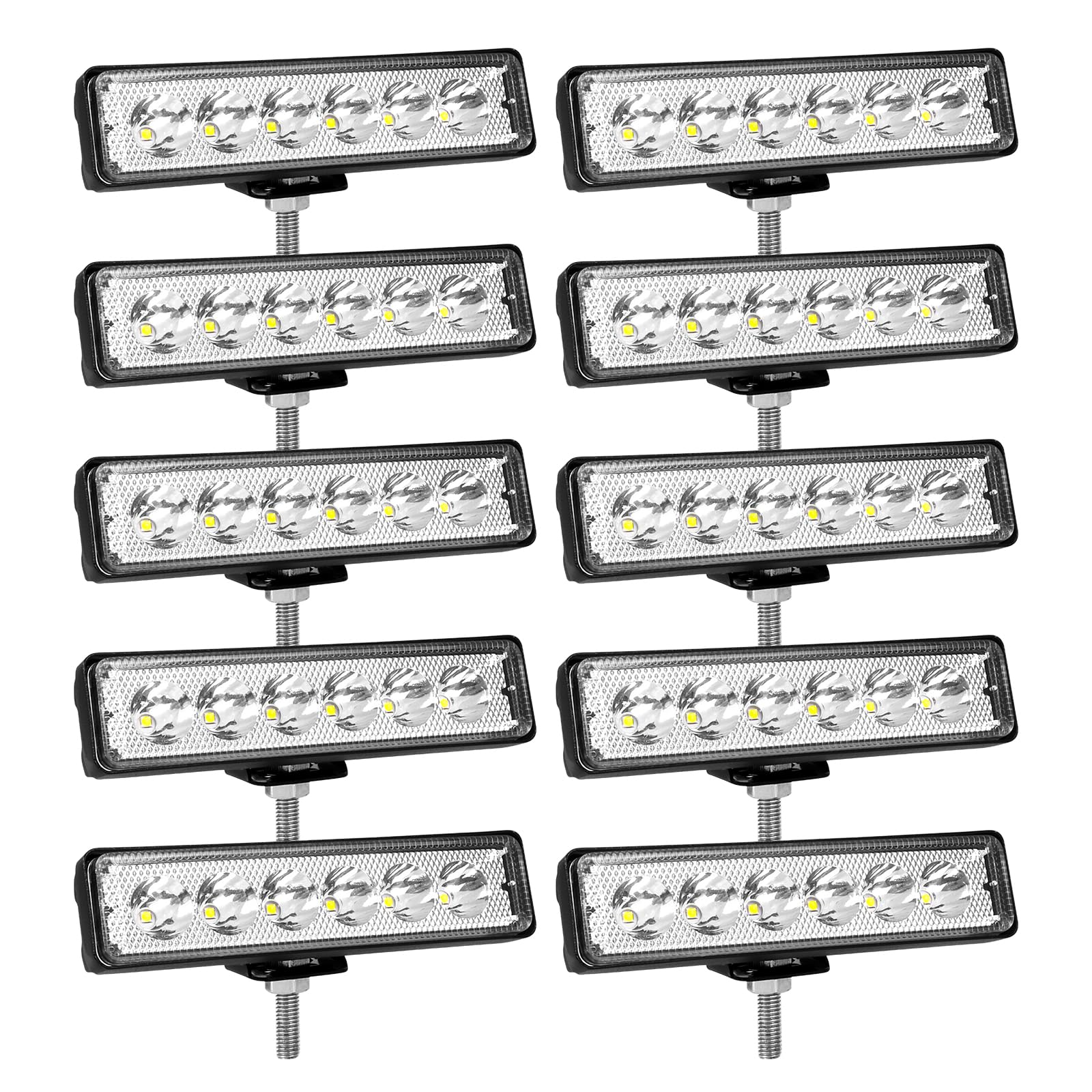 RIGIDON 10 Pcs LED Arbeitsscheinwerfer Bar, 6 Zoll 15 cm 18W Mini LED Scheinwerfer 12V 24V Led Rückfahrscheinwerfer Auto Offroad Beleuchtung für SUV ATV Traktor LKW 4x4, 6000K Led Nebelscheinwerfer von RIGIDON