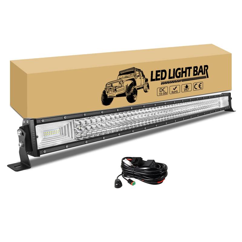 RIGIDON 105cm 540W LED Arbeitsscheinwerfer Bar mit 12v kabelbaum kit, 2 DT Stecker, Wasserdicht led lichtleiste kfz, Offroad Beleuchtung für Auto SUV ATV UTV LKW 4x4 Nebelscheinwerfer von RIGIDON