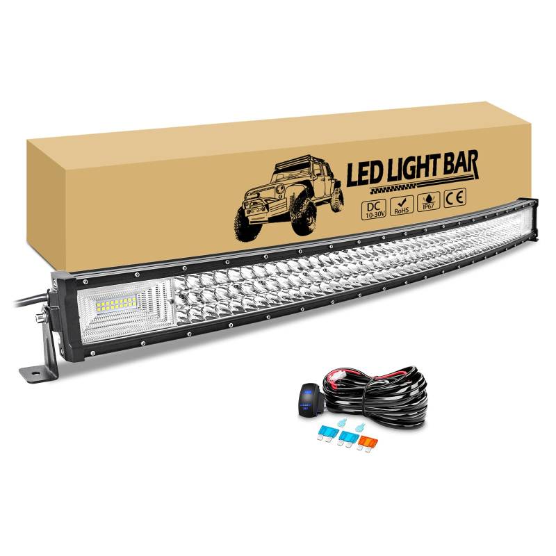 RIGIDON 107cm 540W Led Arbeitsscheinwerfer Bar Gebogen, Led Scheinwerfer Offroad Beleuchtung Zusatzscheinwerfer für 4x4 Auto Traktor Truck SUV Fahrzeuge rückfahrscheinwerfer lightbar mit kabelbaum von RIGIDON