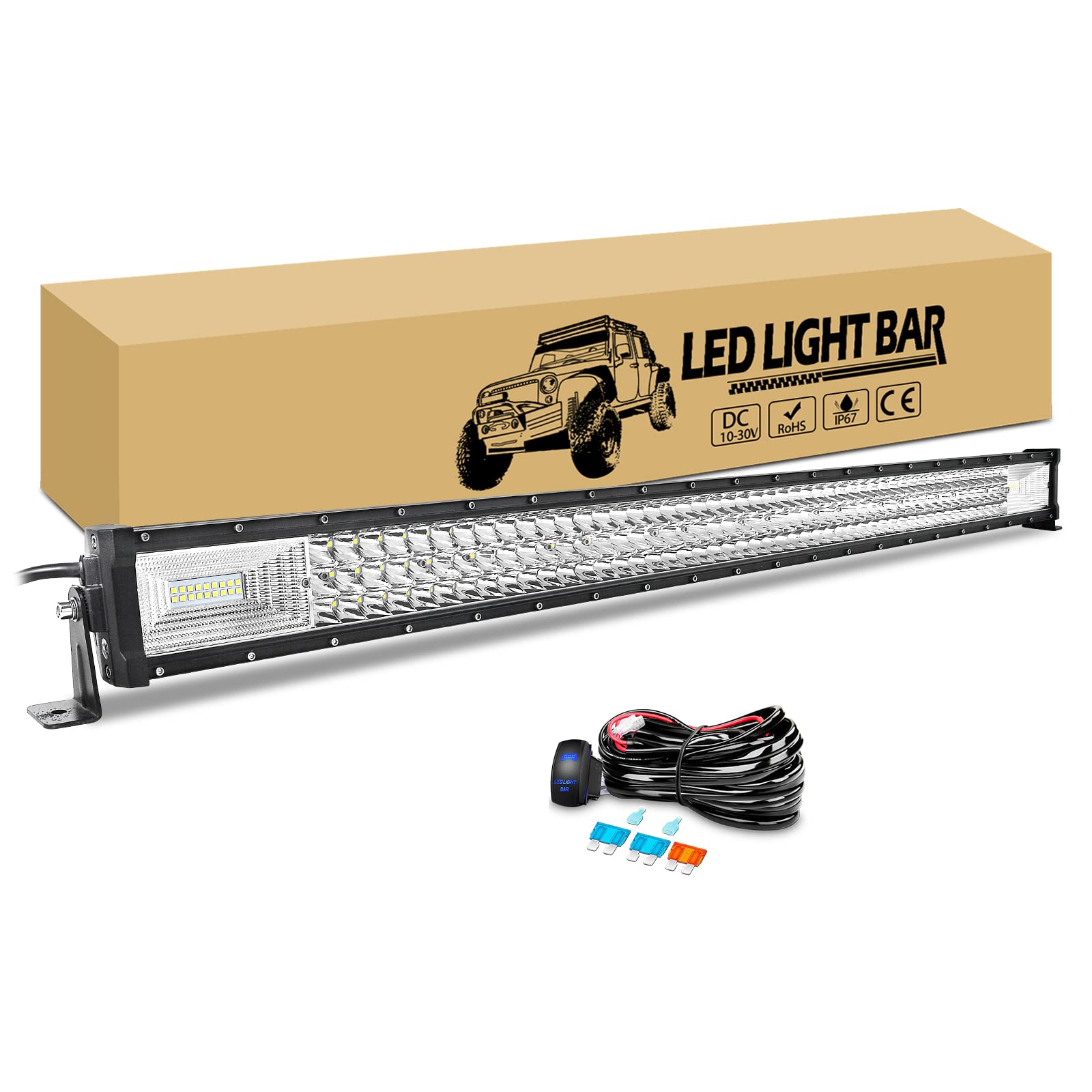 RIGIDON 107cm 540W Led lichtleiste kfz mit 12V Kabelbaum, Led Arbeitsscheinwerfer Bar Arbeitslichtleiste Zusatzscheinwerfer für 4x4 Auto Offroad Lkw Pkw Truck SUV ATV UTV fahrzeuge Nebelscheinwerfer von RIGIDON