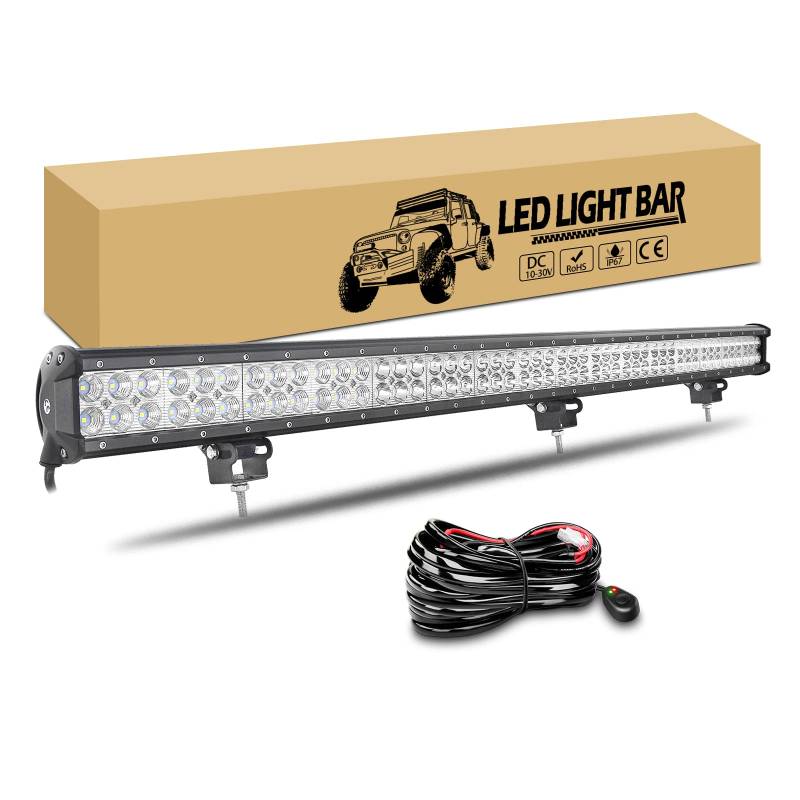 RIGIDON 111cm 288W LED Arbeitsscheinwerfer Bar LED Scheinwerfer Offroad Beleuchtung 12V 24V mit Kabelbaum, Arbeitslicht Zusatzscheinwerfer für Auto Traktor SUV UTV ATV 4x4 Fahrzeuge, 6000K Weiße von RIGIDON