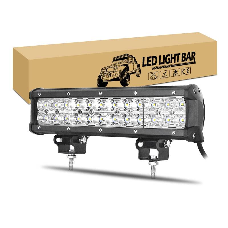 RIGIDON 12 Zoll 30cm 72W Led Lichtbalken Arbeitsscheinwerfer Bar Scheinwerfer 12V 24V, Flutlicht Reflektor Combo, Offroad Beleuchtung für Auto Traktor SUV UTV ATV 4x4 Fahrzeuge Arbeitslicht von RIGIDON