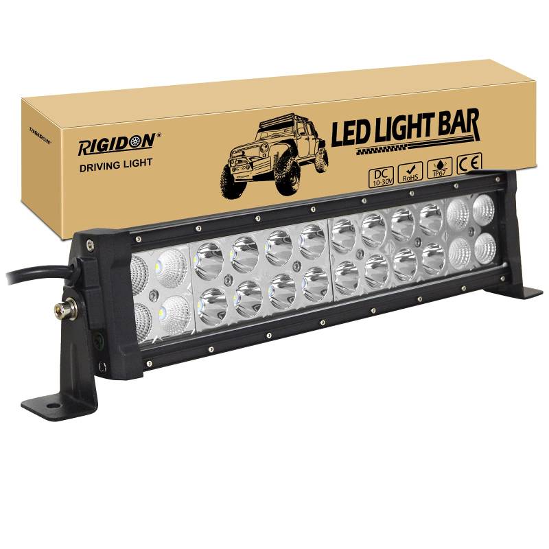 RIGIDON 12 Zoll 30cm 72W Led lichtleiste kfz, 12V 24V Wasserdicht außen Offroad beleuchtung Led bar für Auto SUV, LKW 4x4, Fahrzeuge, 6000K led nebelscheinwerfer, spot strahler flutstrahler combo von RIGIDON