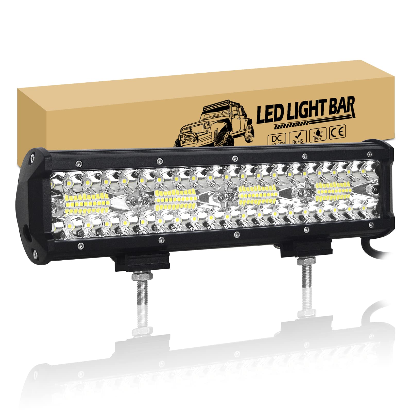 RIGIDON 12 Zoll 32cm 240W Led Arbeitsscheinwerfer Bar, 12V 24V Led Lichtleiste KFZ, Arbeitslichtleiste Arbeitslicht Beleuchtung für 4x4 Offroad Auto Traktor SUV PKW LKW Fahrzeuge, 6000K Weiß von RIGIDON