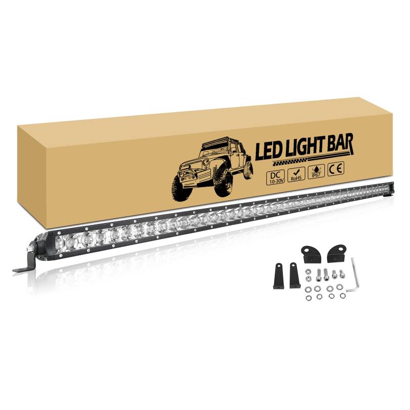 RIGIDON 125cm 49 Zoll 240W Einzelne reihe led arbeitsscheinwerfer bar, led Strahler offroad beleuchtung, 12V 24V arbeitslichtleiste zusatzscheinwerfer für 4x4 Auto SUV ATV Traktor LKW Fahrzeuge von RIGIDON