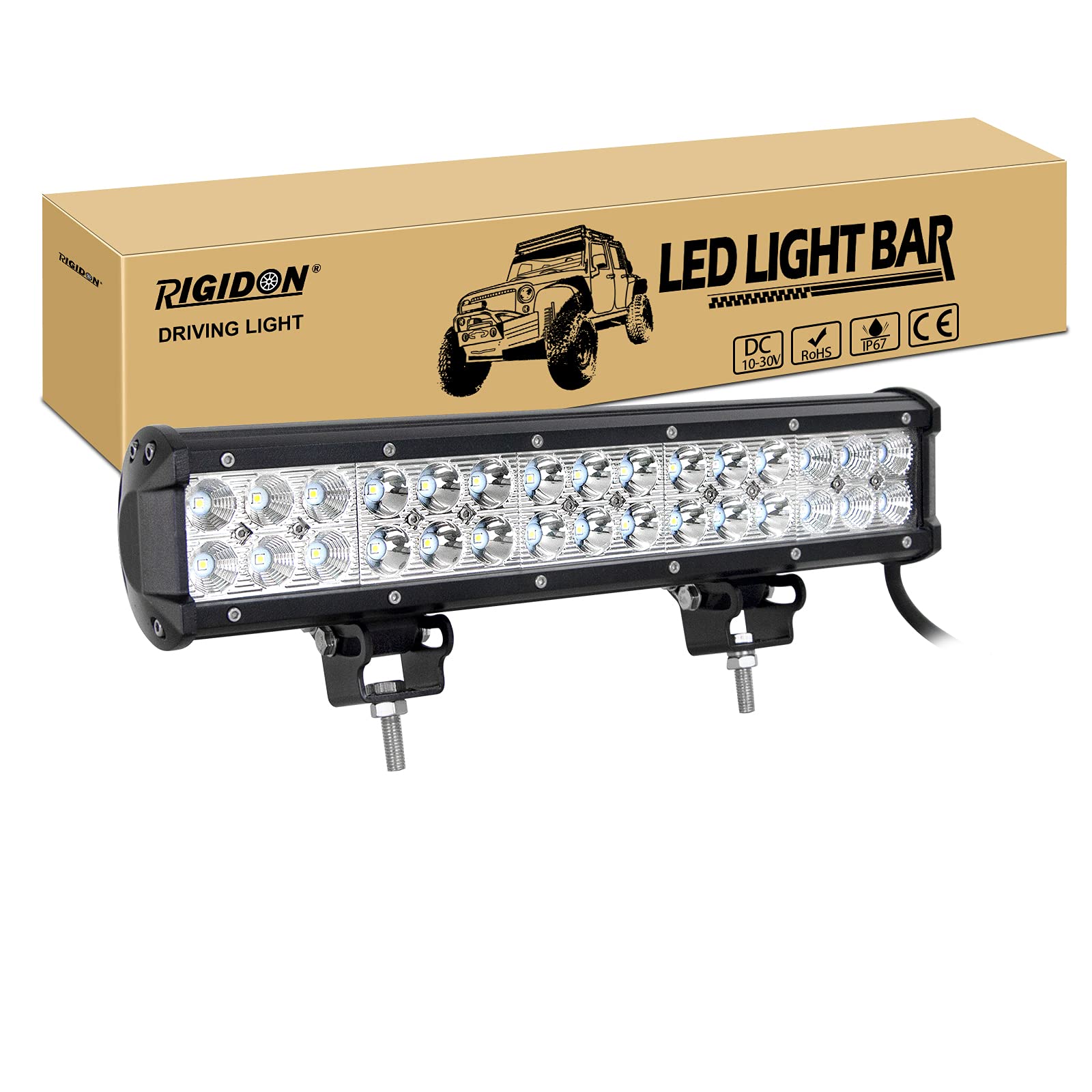 RIGIDON 12v 24v led lichtleiste kfz, 15 Zoll 38cm 90W Spot Flut-Combo-Strahl offroad beleuchtung für SUV ATV, UTV, LKW, 4x4, Fahrzeuge, Wasserdicht 6000K Weiß led nebelscheinwerfer, arbeitslicht von RIGIDON