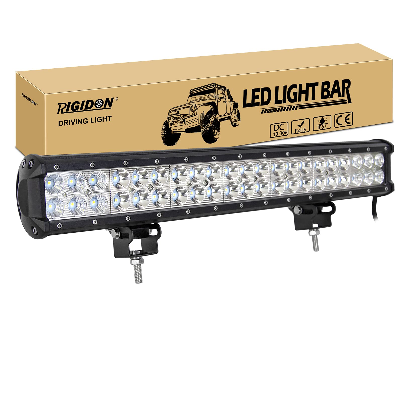 RIGIDON 12v 24v led lichtleiste kfz, 20 Zoll 50cm 126W Spot Flut-Combo-Strahl offroad beleuchtung für SUV ATV, UTV, LKW, 4x4, Fahrzeuge, Wasserdicht 6000K Weiß led nebelscheinwerfer, arbeitslicht von RIGIDON