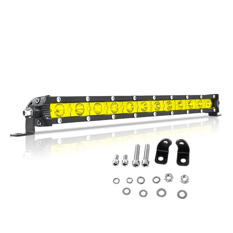 RIGIDON 13 Zoll 33CM 60W Led Lichtleiste KFZ 12V 24V Scheinwerfer Offroad Beleuchtung Strahler Led Arbeitsscheinwerfer Bar für Auto SUV UTV ATV LKW Traktor Fahrzeuge, 3000K Gelb Rückfahrscheinwerfer von RIGIDON