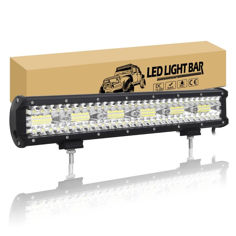 RIGIDON 17 Zoll 45cm 360W Led Arbeitsscheinwerfer Bar, 12V 24V Led Lichtleiste KFZ, Arbeitslichtleiste Arbeitslicht Beleuchtung für 4x4 Offroad Auto Traktor SUV PKW LKW Fahrzeuge, 6000K Weiß von RIGIDON