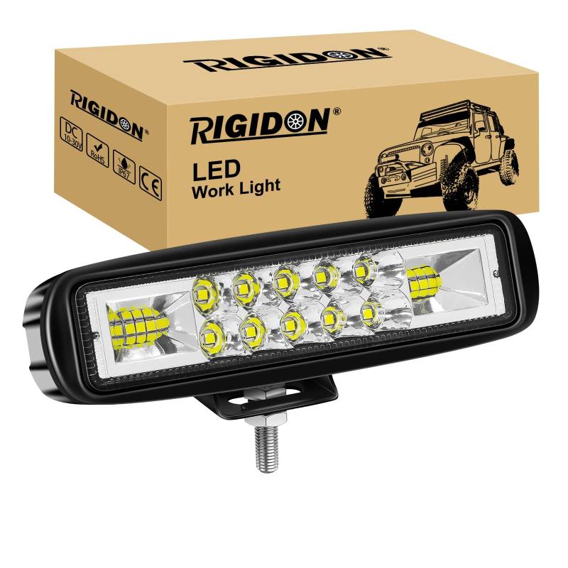 RIGIDON 1x 6 Zoll 24W Led Strahler, 12V 24V Led arbeitsscheinwerfer, rückfahrscheinwerfer für Auto ATV LKW KFZ Fahrzeuge 4x4 traktor Motorrad, Wasserdicht offroad beleuchtung, led spot arbeitsleucht von RIGIDON